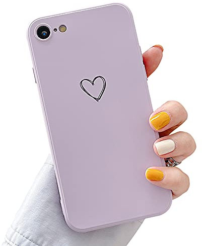 LRANKAI Compatible with iPhone 7/8/SE 2020 Case for Women Girls,Fashion Cute Love-Heart Pattern Soft Silicone Gel Case Shockproof Protective Cover for iPhone 7/8/SE 2020-Purple