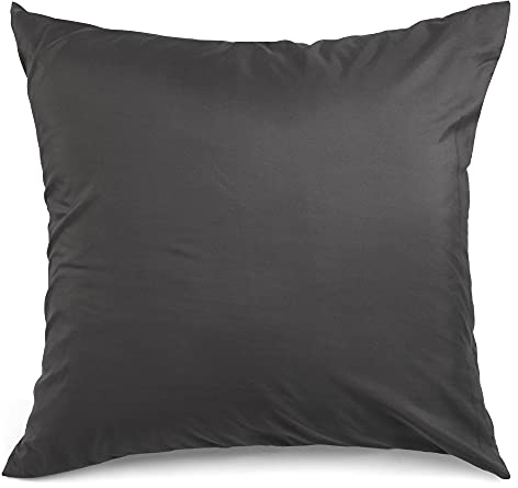 ATsense 2er Set Kissenbezug 40x40 cm - 100% Baumwolle, Dunkelgrau Kopfkissenbezug mit Reißverschluss, Super Weicher Kissenbezug, ÖkoTex Zertifiziert für Allergiker Geeignet