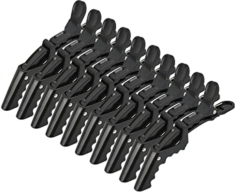 Lot de 10 Pinces Crocodiles Cheveux Antidérapantes Pinces Cheveux pour Coiffeur pour Femme Salon de Coiffure (Noir)