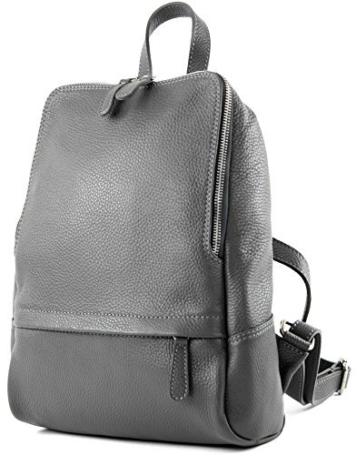 modamoda de T138 Damen Leder Rucksack Handtasche handmade in Italy, Farbe:Dunkelgrau2021