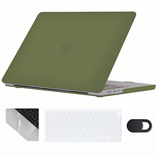 Se7enline Compatible avec MacBook Pro 14 – Housse rigide pour ordinateur portable 2023, 2022, webcam et pavé tactile, vert avocat