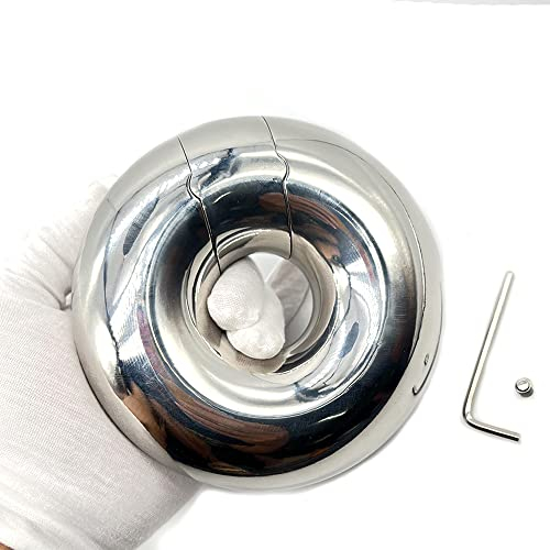 Guspiun Edelstahl Hodenring, Rund, Dick, CBT Gewichteter Hodensack Hoden Ball Stretcher Schwerer Hodengewicht Anhänger Cockring mit Inbusschlüssel Erotik Keuschheit Hodensackring (D47*d35mm, 3.5kg)