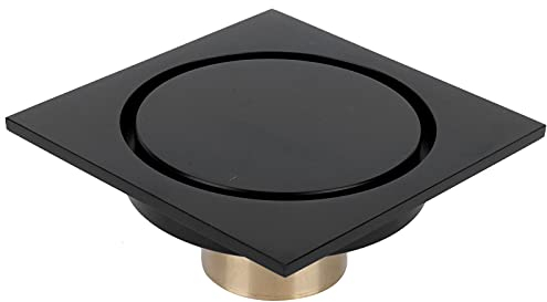 Quadratischer Bodenablauf Dusche 10 x 10 cm Schwarz Alle Kupfer Badezimmer Bodenablauf Duschabfluss mit Runder Abnehmbarer Abdeckung für Home Badezimmer Küche