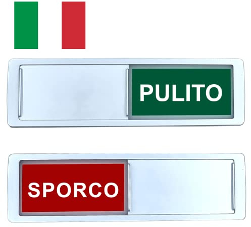 Spülmaschinenmagnet Clean Dirty [Wählen Sie Ihre Sprache] - Leicht zu lesen und zu platzieren. Schieberegler - Küchenzubehör - Magnetschild für die Spülmaschine - Kitchen Gadgets (Italienisch)