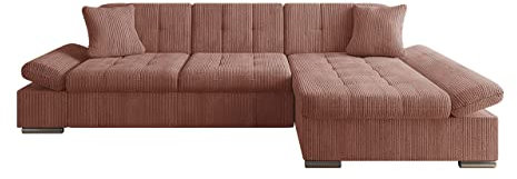 Mirjan24 Ecksofa Malwi Cord mit Regulierbare Armlehnen, L-Form Sofa mit Schlaffunktion und Bettkasten, Design Eckcouch, Wohnlandschaft, Couch (Poso 29, Seite: Rechts)