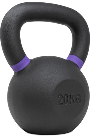 Strength Shop Kettlebell Gusseisen mit genormtem Griff, 1x 20 KG, Extrem Robust & Langlebig, Kugelhantel mit Gewichts-Farbmarkierung & Schwarzpulver-Beschichtung, ideal für Ganzkörpertraining