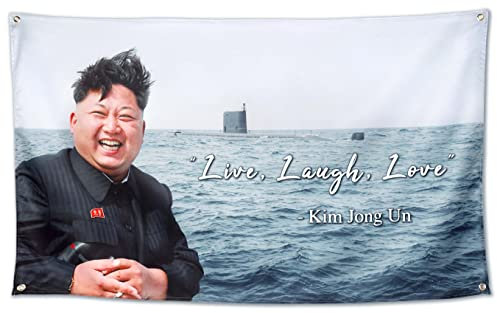 WHGJ Kim Jong Un Live Love Laugh-Flagge, 90 x 152 cm, strapazierfähiges 200D-Polyester, coole lustige Posterflaggen für Zimmer, Studentenwohnheim, Jungs, lichtbeständige Banner-Dekoration