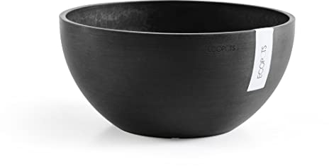 Ecopots Pflanzschale Blumentopf Brüssel Dunkelgrau - Durchmesser Ø 30 cm rund groß - Pflanzentopf aus Recycling Kunststoff - Übertopf modern für Indoor und Outdoor