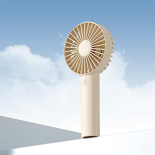 JISULIFE Handheld Portable Mini Fan, 4500mAh Powerful Battery Operate, Personal Small with 3 Speeds, USB Rechargeable for Outdoor, Indoor, Commute, Office, Travel, Gifts for Women Men -Beige