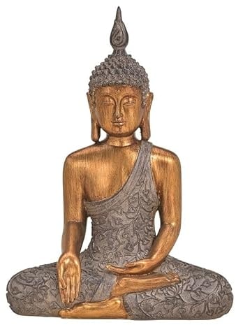 Große Fernöstliche Buddha Figur sitzend - meditierende Buddha Statue in bronze-farben braun Wohnungs-Deko Dekoration Feng Shui Meditation & Yoga Accessoire & Geschenk-Idee 23cm x 12cm x 32cm