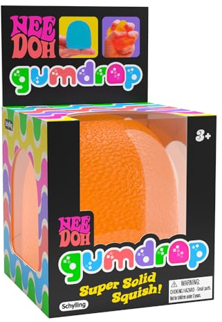 Schylling NeeDoh Gumdrop Squishy Fidget Toy - Sweetie-Themed Nee Doh Stress Ball, Kids Sensory Toys for Anxiety Relief, Safe Non-Toxic Dough Material, 1 Colour Picked at Random