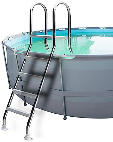 Scaletta per Piscina Bifacciale, Scaletta per Piscina Resistente per Piscina Fuori Terra, Scala per Piscina in Acciaio Inox Rimovibile Fuori Terra per Piscina Profonda 1,3 M