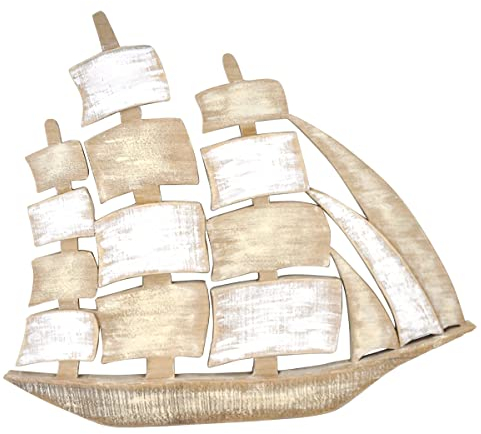 ROCKING GIFTS Wanddeko Segelschiff - Karavelle, Holz, 60X49 cm, Maritime Atmosphäre