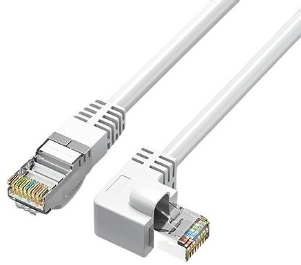 YSJJZRL Cable Ethernet Blanco RJ45 Cat6 Arriba/Abajo/Izquierda/Derecha Cable de Internet RJ45 Cat 6 de 90 Grados (8M,Izquierda)