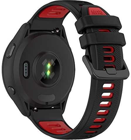 SMYAOSI Armband für Garmin Forerunner 265S,18mm Breite Silikon Ersatzarmbänder für Garmin Vivomove 3s/Move 3S/Vivoactive 4s/Active S/Venu 2S/Garmin Move 3S (Schwarz Rot)