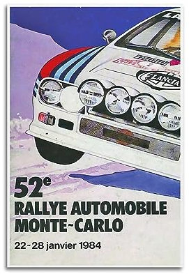 JONZA Vintage Rally Racing WRC-Poster für Lancia Rally Gruppe B, dekoratives Gemälde, Leinwand, Wand und Kunstbild, Familienschlafzimmer, 50 x 75 cm