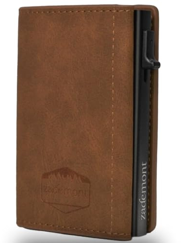 zademont Geldbörse Herren mit Münzfach | Portmonee Herren | Slim Wallet Herren mit Kartenetui | Geldbeutel zum Verschenken | Elegante Brieftasche (Mit Münzfach, Wood Brown)