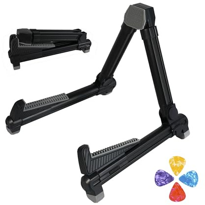 Neciuvy Gitarrenständer, Aluminium-Gitarrenständer, A-Rahmen, klappbarer Gitarrenständer für Banjo, Mandoline, Ukulele (schwarz)