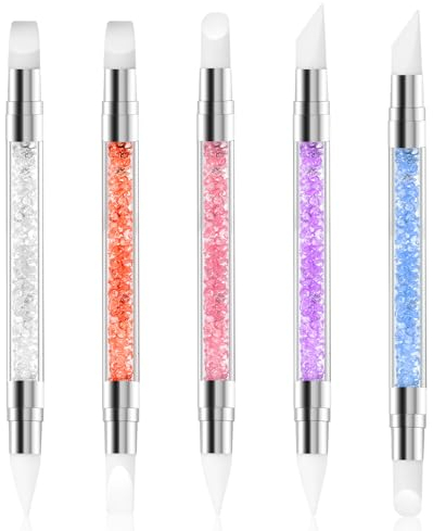 5 Stück Nagelkunst Skulptur Stift mit zwei Spitzen Silikon Nagel Pinsel Gel Nagel Schnitzen Pinsel Nagelkunst Werkzeuge für Design, Nagelfolie, Zeichnen, Formen