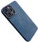 LXURY Leder Hülle für iPhone 15 Pro Max/15 Pro/15 Plus/15, Ultradünne Retro Handyhülle mit Screen Kamera Schutz Weiches Fallschutz Hülle,Blau,15 Plus