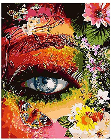 Tsadeer Malen nach Zahlen für Erwachsene, 16X20 Bilder auf Leinwand Zeichnung Malerei, Auge Mutter Erde Malerei Wanddekoration (Rahmen)
