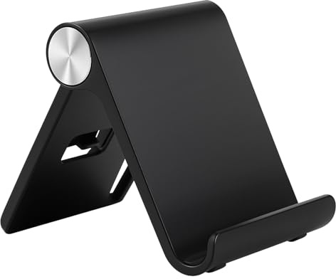 Tablet Stand, Adjustable Portable Mobile Phone Stand Holder, Foldable Dock for iPad/iPad Pro/Air/Mini, Galaxy Tab A8/A7 Lite/A7/S8/S7, Kindle, Tab/Phones (Black)