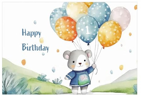 Kartenkaufrausch Niedliche Geburtstagskarte für Kinder, 1. Geburtstag, Teddy Glückwunschkarte zum Kinder Geburtstag für Junge, Happy Birthday Karte mit Umschlag