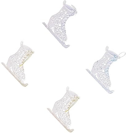 RORPOIR 4stücke Teiliges Acryl Weihnachtsanhänger Schlittschuh Form Bunte Glitzerfarben Blau Gold Silber Original Leichte Party Deko Für Weihnachtsbaum Wanddeko Festliche Raumgestaltung