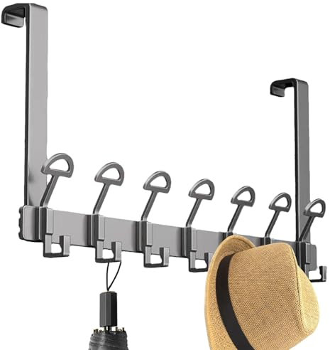 Door Hanger Bracket - Over The Door Hooks, Heavy Duty Bathroom Organizer Towel Rack | Rounded Top Design Bracket for Living Room, Bathroom, Bedroom, Kitchen Hanger Clothes, Towels, Hats, Coats (Gray)