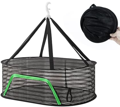 Hängende Trockennetz Pflanzennetz, Faltbare Trocknungsnetze, Kräuter Trocknen, Geschlossene Trocknungsnetze mit 360 Grad Schwenkbaren Haken, Netztrocknungsnetze für Getrocknete Kräuter, Fleisch und Bl