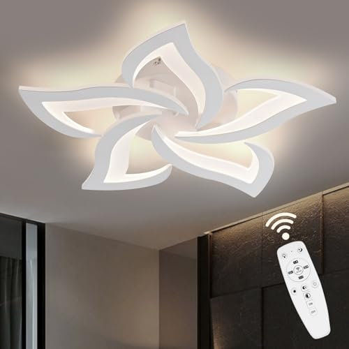 BAYHT Deckenlampe LED Deckenleuchte Dimmbar mit Fernbedienung 45W Wohnzimmerlampe Modern Design Schlafzimmerlampe Küchenlampe für Schlafzimmer Esszimmer Wohnzimmer Arbeitszimmer 63cm