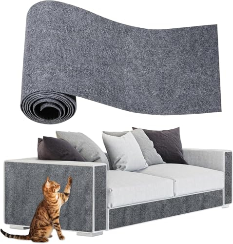 Frundoo Alfombra Rascador para Gatos, Protector Sofa Gatos Arañazo, DIY Climbing Cat Scratcher, Tapete Autoadhesivo para Rascar Gatos, Adecuado para Sofás, Paredes y Muebles (Gris Oscuro, 200 x 40 cm)