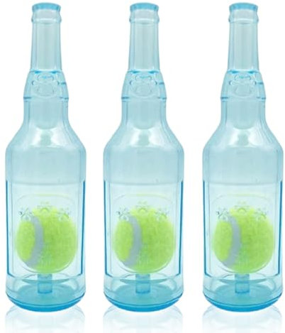 Bouteille d'eau interactive pour chien avec balle de tennis, jouet à mâcher en plastique pour chien (taille S, vert)