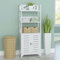 LLEZKBR Möbelstück Vitrine Weiß 46x24x140 cm Massivholz Paulownia