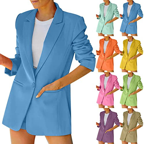 Blazer Abiti per le donne UK Casual Open Front Risvolto Blazer Giacche Formale Business Blazer Abiti Eleganti Blazer Leggeri Giacche Da Lavoro Un Bottone Cardigan A Maniche Lunghe Capispalla, Verde