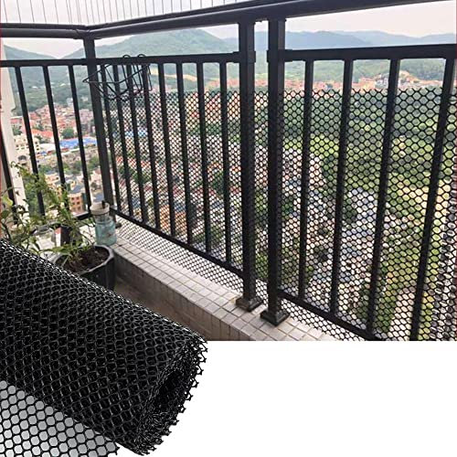 Balcony Safety Net Cat Fence Outdoor Mesh Garden Netting Poultry Breeding Plastic Fencing – Child Proof Anti Escape Net with 1.2cm Hole Diameter (Black 1x12m)