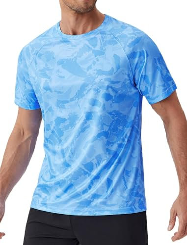 PINSPARK T-Shirt UV Fonctionnel Rashguard Sport UPF 50+ Manches Courtes pour Course, Natation, Fitness et Surf