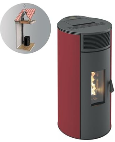INTERSTOVES - Pack INTERSTOVES Poêle à granules GIANNI 9 Etanche + Kit Conduit Vertical 80/125 - Bordeaux