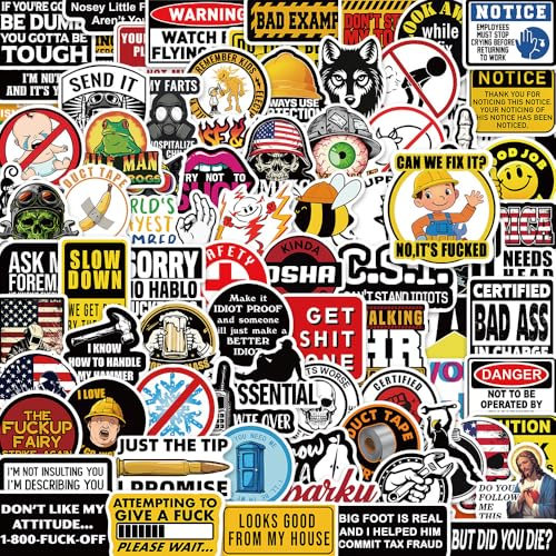 100 PCS Safety Helmet Stickers, Hard Cap Stickers Decals, Office Laptop Water Bottle Stickers,Funny Hot Meme Stickers for Hat,Bicycle, Phone,Computer,Skateboard, Stickers for Men, Adults