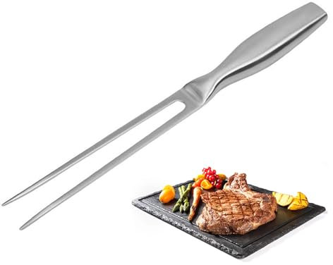 Stainless Steel Meat Fork, Professional Meat Fork Carving, Serving Forks, Premium Meat Forks with Ergonomic Handle, Silver, Ideal Kitchen BBQ Utensil
