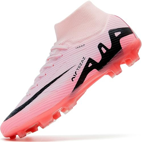 situkeke Herren Fußballschuhe High Top Spikes Fussballschuhe Jugendliche Cleats Professionelle Athletics Trainingsschuhe Outdoor Sport Rosa 44 EU