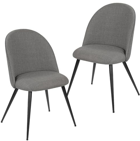 Taylor & Brown Set of 2 Dining Chairs, Grey Luxury Fabric Dining Chairs with Padded Seat and Metal Legs for Dining Room, Living Room, Kitchen Room and Commercial Restaurants