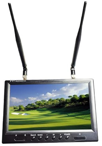 Junterone 9 5,8G FPV-Monitor LCD-Bildschirm 800x480 20Hz-20KHz Stereo-Dual-Receiver für RC FPV Drone Quadcopter Langlebig Einfach zu Bedienender EU-Stecker