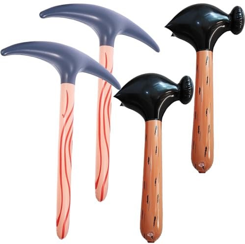 YouXiaor 4PCS Aufblasbarer Hammer Spitzhacke Zum Aufblasen Spitzhacke Aufblasbares Spielzeug Gefälschte Spitzhacke Stütze Spielzeug Simulation Spitzhacke Modell für Themenpartys Cosplay AuffüHrungen