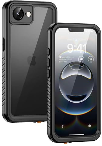 Lanhiem for iPhone 16e Case, IP68 Waterproof Dustproof Shockproof Cases with Built-in Screen Protector, 360 Full Body Protective Heavy Duty Rugged Phone Cover for iPhone 16e 2025 6.1 inch (Black)