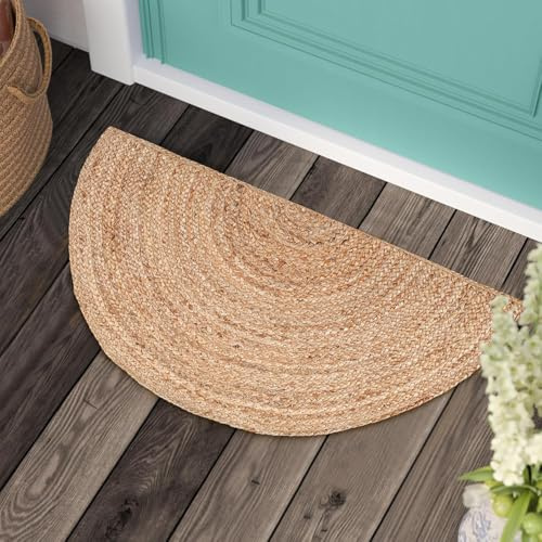 The Home Talk Jute-Teppich, geflochten, halbrund, natürliche Jute, 6 x 0,9 m, rustikaler Jute-Überwurf, handgefertigt, Heimdekoration, perfekt als Fußmatte, ideal für Küchen, Arbeitszimmer, Schlafsäle