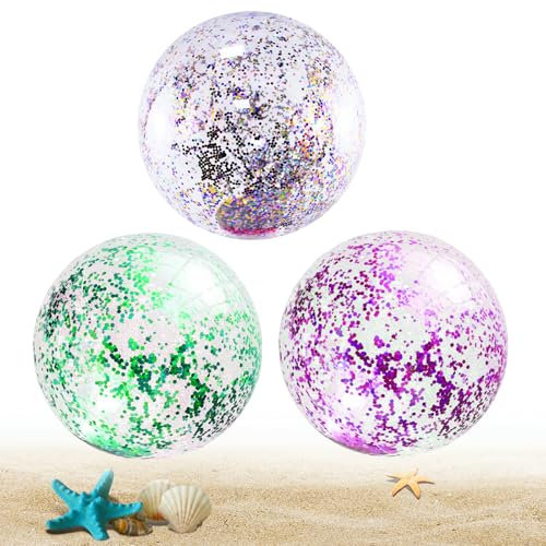 LUMOOM 3 pièces de Ballons gonflables pour l'eau, Ballon Gonflable, Ballons gonflables à Paillettes pour l'eau de 40 cm, Ballon de fête Piscine Les activités d'été (B)