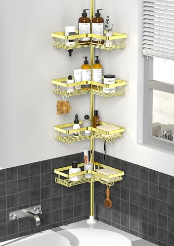 Kegii Estanteria Baño - Estanteria Telescopica Ducha Acero Inoxidable, Oro