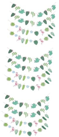 TOPPERFUN 3 Sätze Partydekoration Ziehfahnen Thema Kaktus Hawaiianisches Partybanner Hawaiianische Dekorationen Im Freien Hawaiianisches Hawaiisch Papier 4 Stück * 3