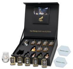 SLYRS Whisky Tasting Box – 10 Single Malt Whiskys & 1 Likör in Miniaturflaschen à 0,02 l – Mit 2 Original SLYRS Gläsern & Tasting Booklet